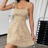 French Floral Gradient Spaghetti Strap Dress - Elastic Waist, Summer Vacation Style