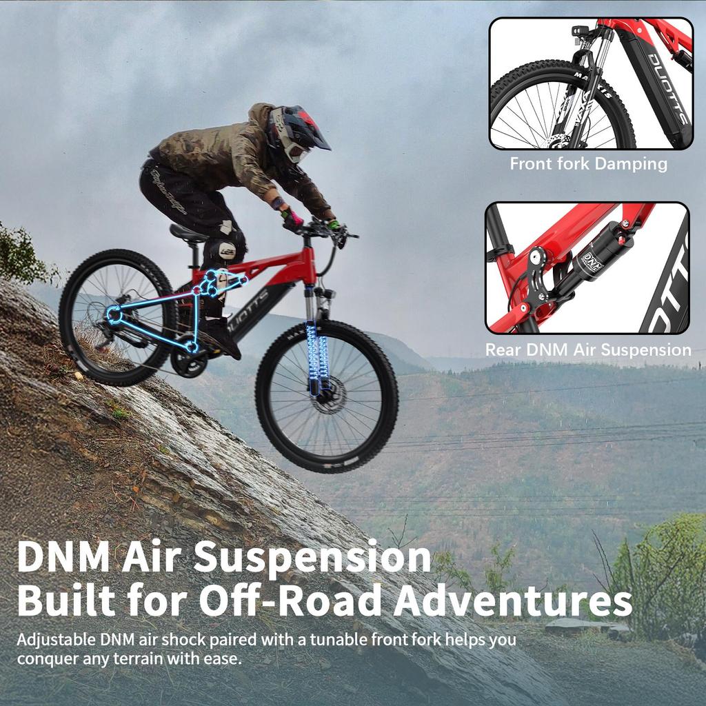 Rower Elektryczny DUOTTS 27.5" Silnik 250W Rower Elektryczny Miejski 48V 13.5AH Maksymalny Zasięg 90Km 14 Prędkości Obciążenie 150Kg E29