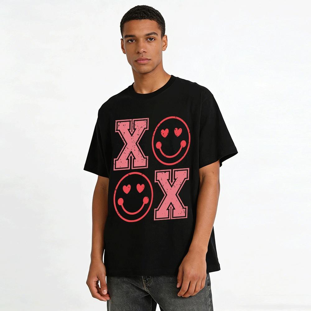 Love Smile Face XOXO Print Casual Sweatshirt Top Pure Cotton T-shirt