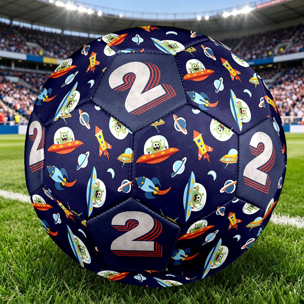 1PC Space Adventure Creatures Number Two Soccer Ball Size 5 Football Machine Sewn Indoor/Outdoor Universal Football W118