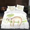 Cartoon Sloth Duvet Cover King Queen Funny Animal Bedding Set for Cool Wildlife Polyester Quilt Cover Boys Birthday
