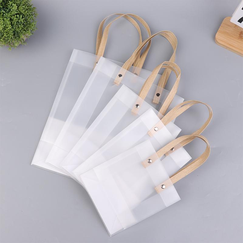 5Pcs Frosted Translucent Pvc Loot Bag Gift Bagbbags For Gifts Packing Bag Pvc Hand Bag Party Decor Souvenir Tote Bags