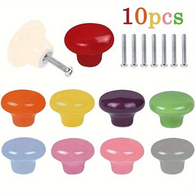 10pcs Colorful Cute Glossy Ceramic Knobs, for Closet, Drawer, Cabinet and DIY Home Projects, Dresser Knobs, 1.26*0.94 Inches, with Mounting Screws