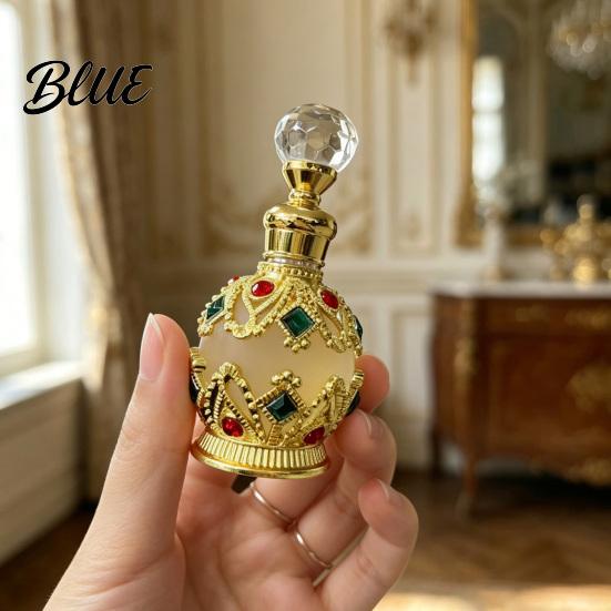 Flacone Profumo Ricaricabile 15ML Flacone Lusso Vintage Olio Essenziale & Fragranza Contenitore Profumo Vuoto in Vetro Stile Arabo di Dubai per Viaggio Compatto
