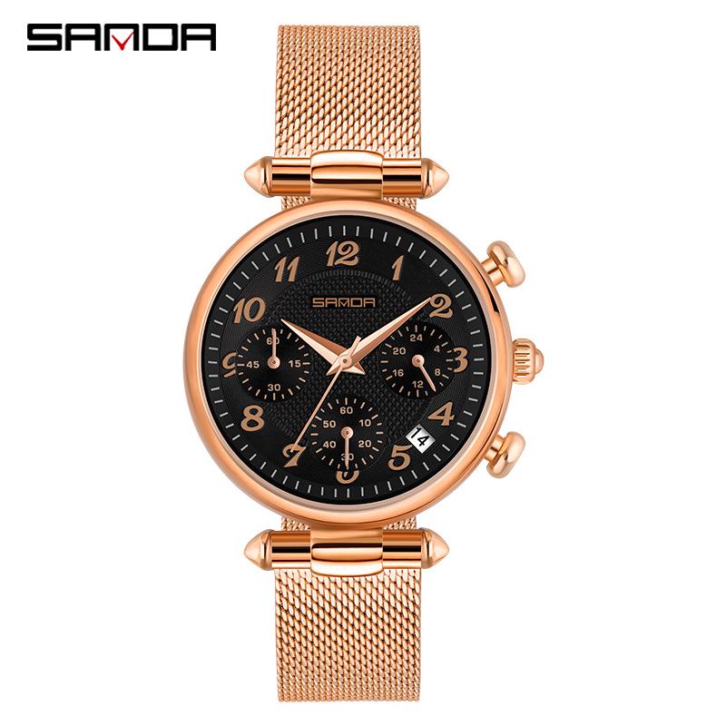 Sanda Men's Fashion Quartz Watch with Date, Three Hands, and Nail Scale