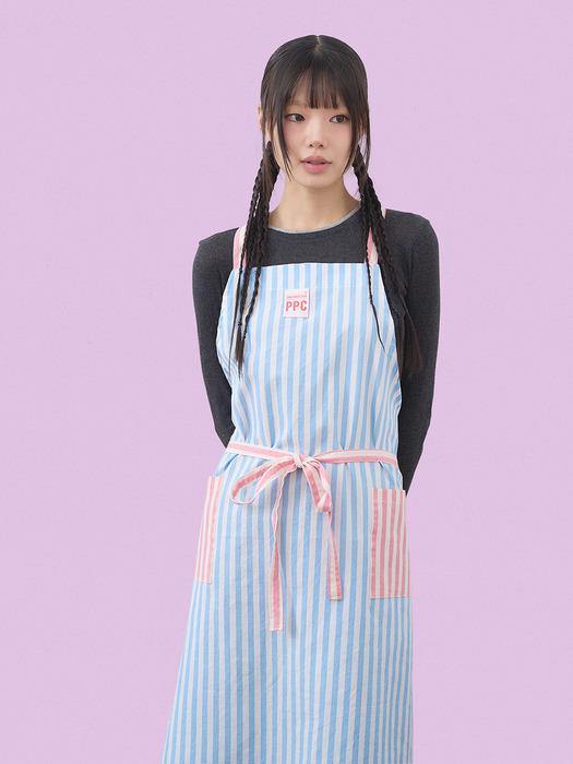 PONY PRESS CLUB Pastel Mix Long Apron (Sky) Apron only