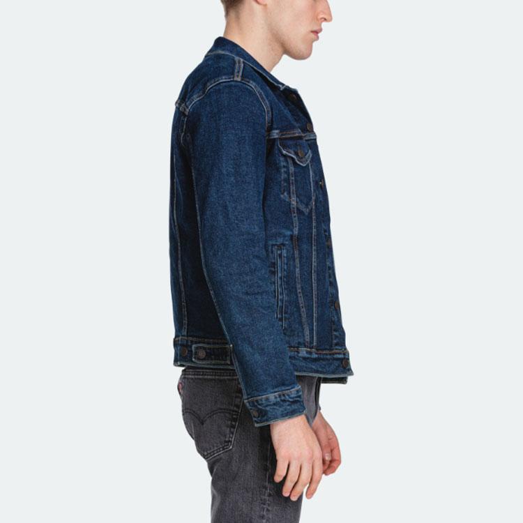 Levis FW22 Solid Color Turn Casual Denim Jacket Men Outerwear Blue 72334-0322