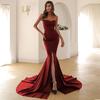 2023 European & American Style Women's Solid Color Fishtail Bandeau Evening Dress