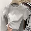 Combed cotton quality summer short-sleeved T-shirt women's inner design crew neck casual top ins