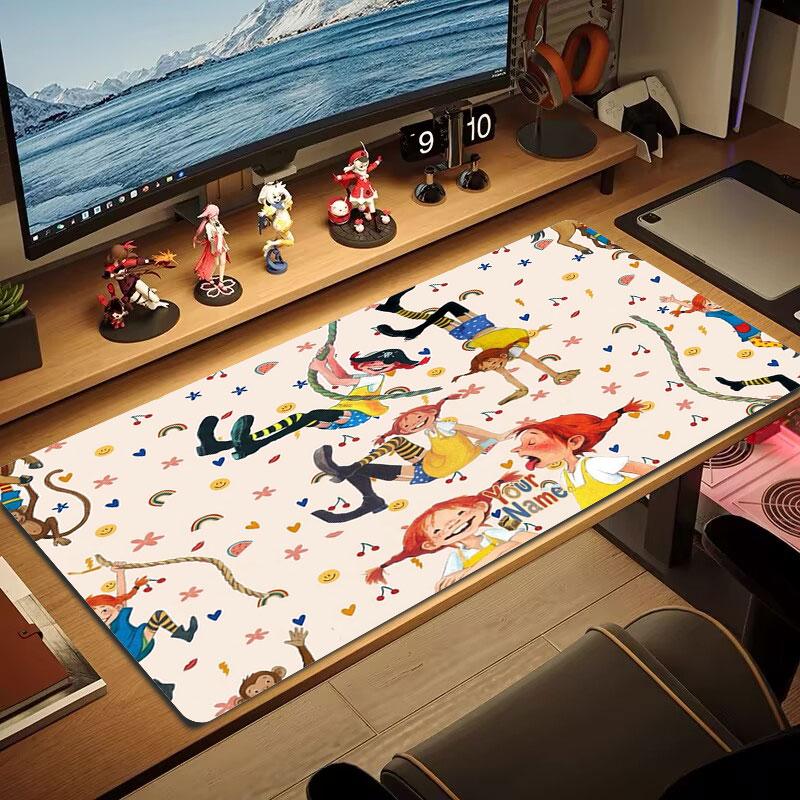 Pippi Longstocking Custom Name Large Size Mouse Pad Large Gaming Table Cushion Non-slip Laptop Tablet Big Mousepad XXL Mat Mini PC Playmat With Lock E