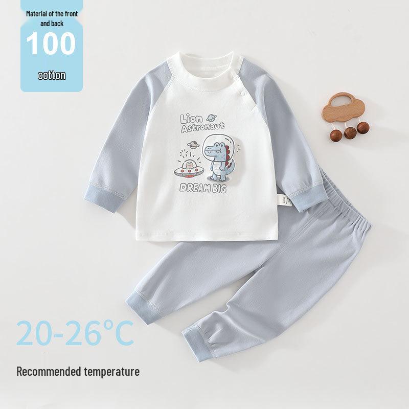 Dinosaur Baby Autumn Clothing Set: Pure Cotton Infant Pajamas, Separate Tops and Pants for Boys and Girls