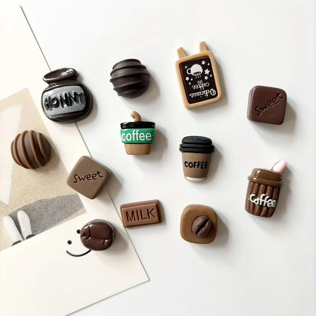 12Pcs Mini Coffee Creative Refrigerator Stickers Message Board Fixed Magnet Home Decor