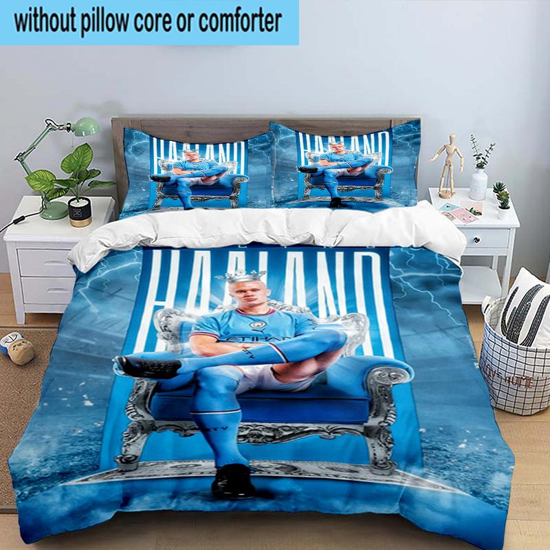 Haaland Calciatore Set Biancheria da Letto 3 Pezzi Stampa 2D (Include 1 Copripiumino + 2 Federe Senza Imbottitura), Decorazione camera da letto, Regalo ventilatore