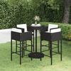 5 Pcs Garden Bar Set and Cushions Woven Resin
