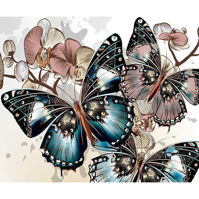 DIY 5D Diamant Malerei Schmetterling Blume voller runder Strass Tier Mosaik Kreuzstich