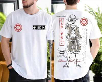 One Piece Luffy Ink Shirt Straw Hat Pirate Graphic Shirt Anime Shirt Pirate King