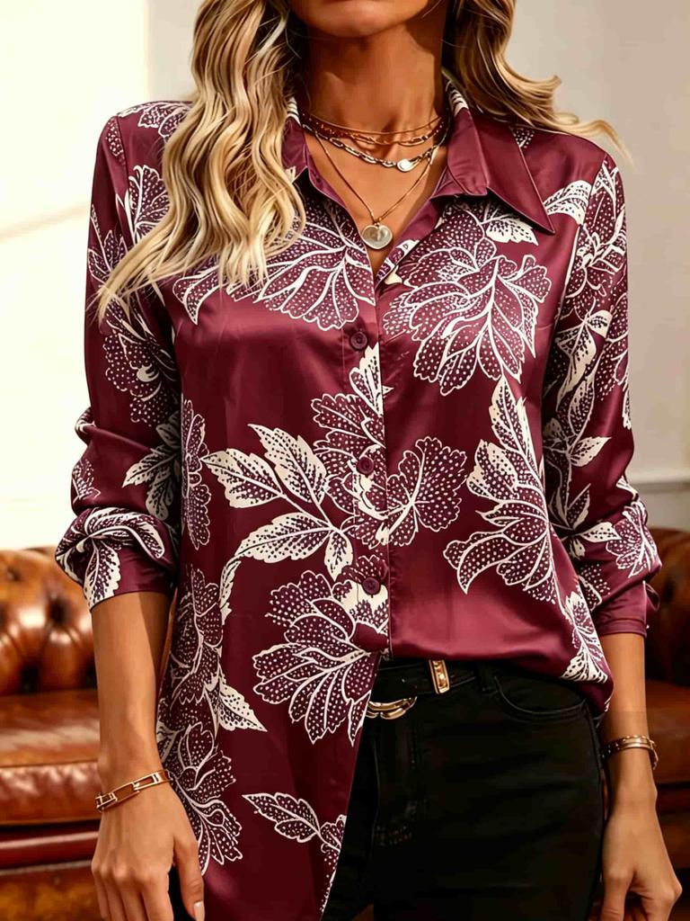 Fashionable women's printed shirt, with an elegant style and long-sleeved design. Suitable for daily wear as well as for dates.