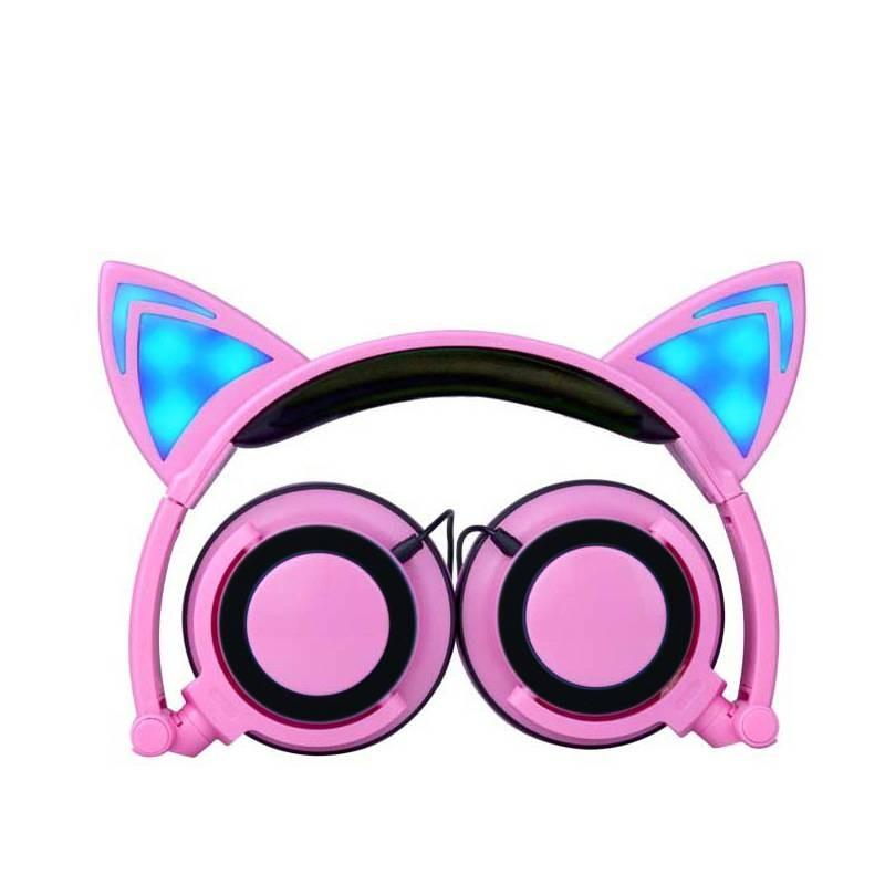 Foldable Headphones Cat Ear Led Music Lights Gaming Headset Stereo Super Bass