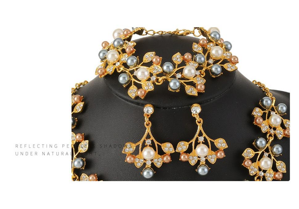 Elegant Rhinestone & Faux Pearl Necklace and Earring Set for Brides & Formal Wear