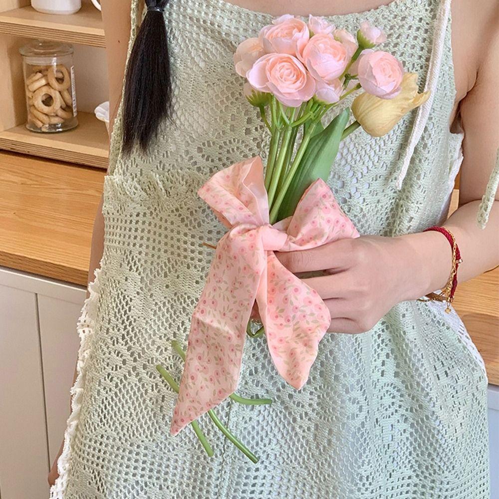 Retro Floral Scarf Ribbon Long Scarves Luxury Scarf Headband  Dress Decor