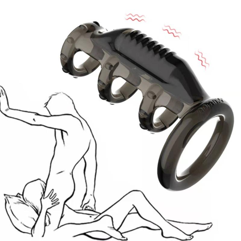 Men Penis Extender Delayed Ejaculation G Spot Vaginal Stimulator Bullet Vibrator Penis Sleeve Vibrating Ring