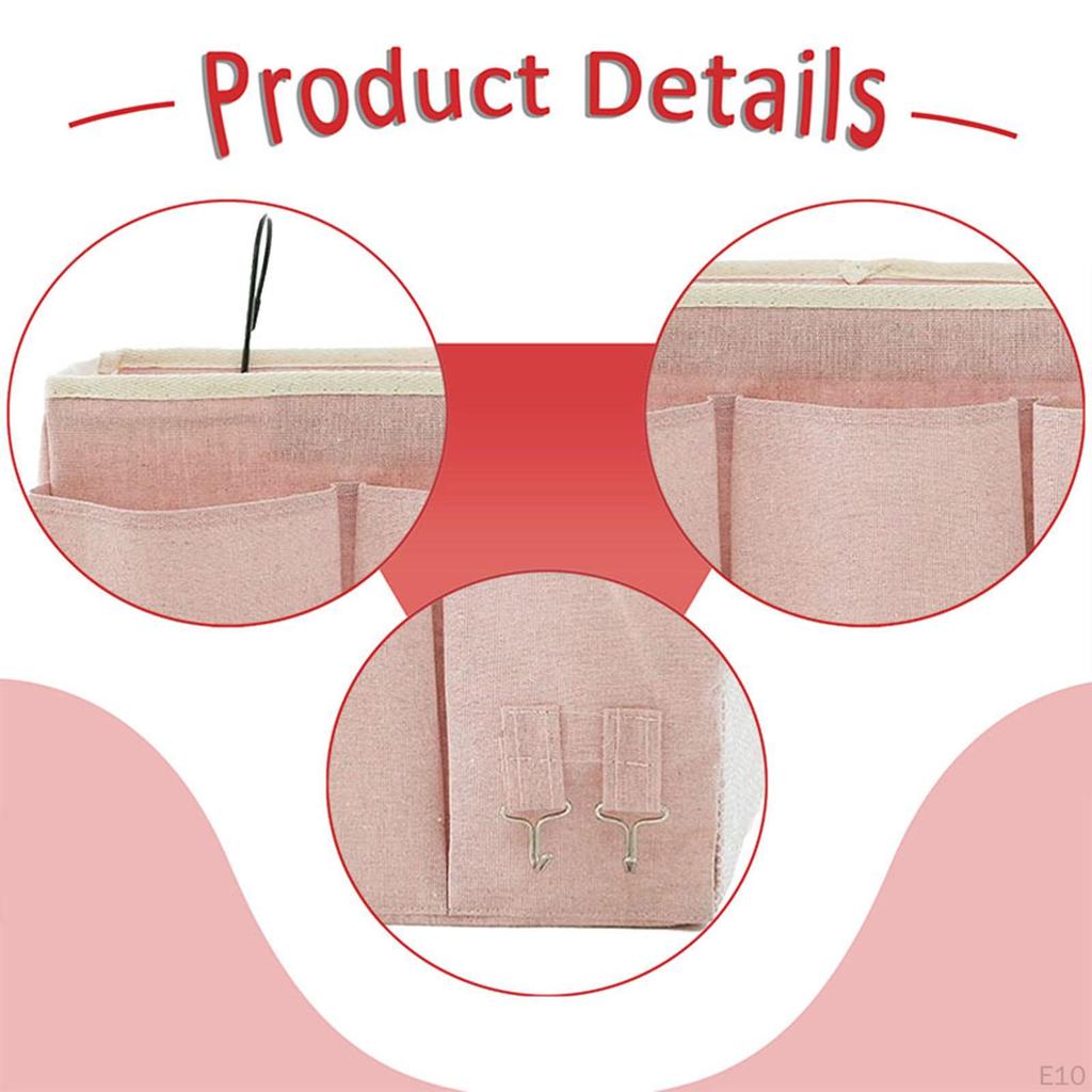 Bedside Hanging Storage Bag Organizer Pouch with Pockets Wall for Glasses