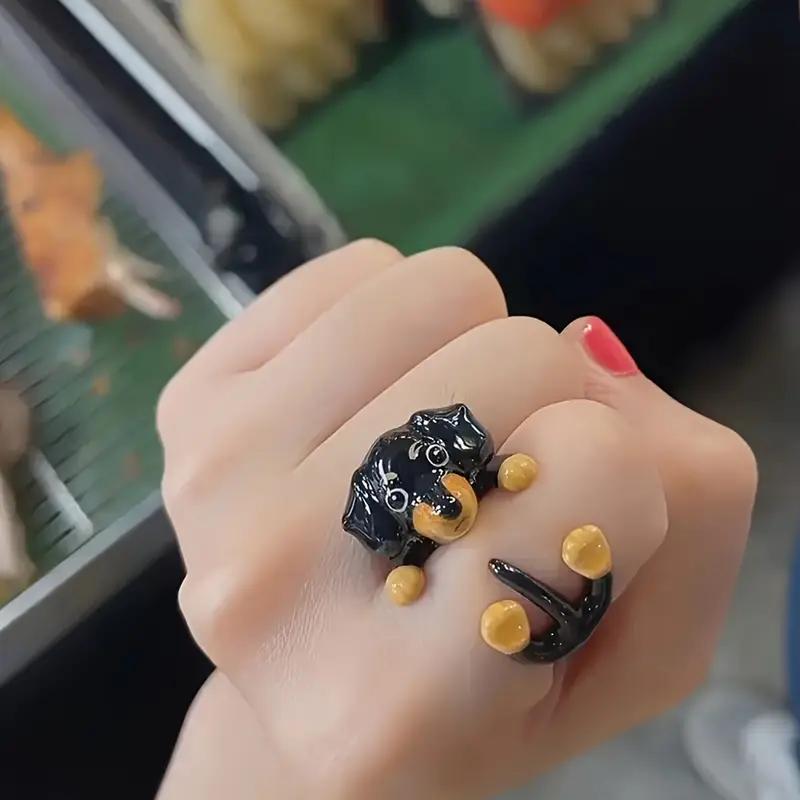 1PCS Cute Dachshund Ring Fashion Women's Accessories Personality Decompression Design Ring