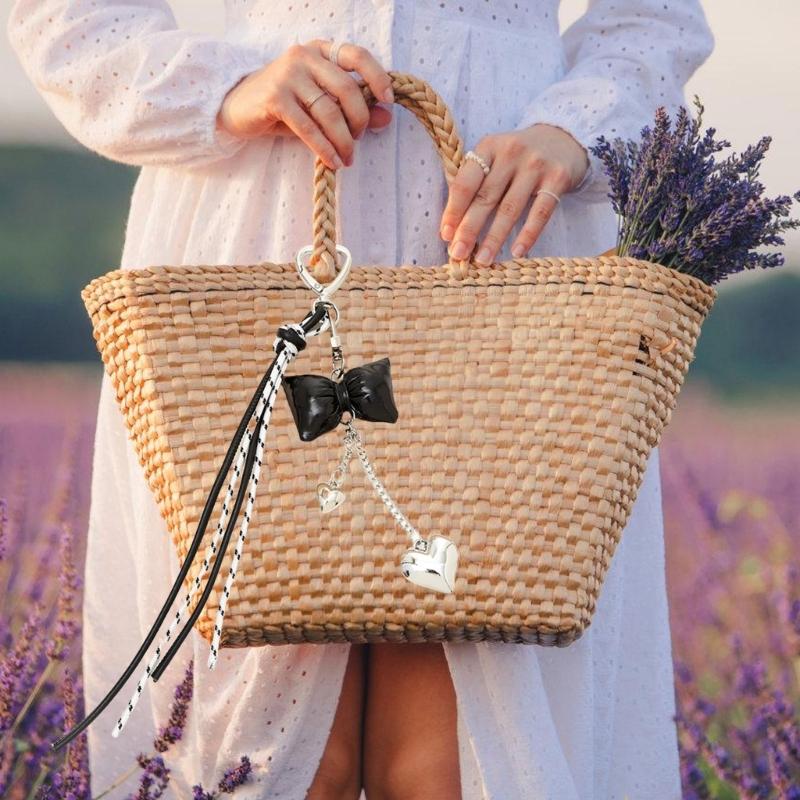 Trendy Korean Inspired Leather Tassels Bows Hanging Ornament Phone Charm Bag Accessories Key Holder for Stylish Women