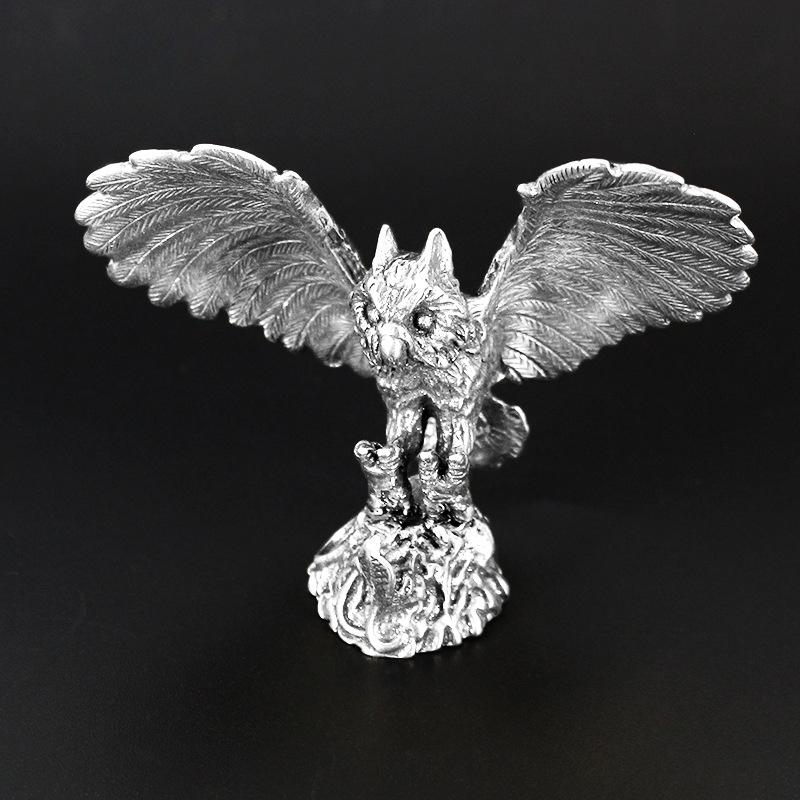 Eule Figur aus massivem Messing Miniatur Teehaustier Handwerk Schlüsselanhänger Zubehör Schreibtisch Kleine Dekoration Tier Heimdekoration