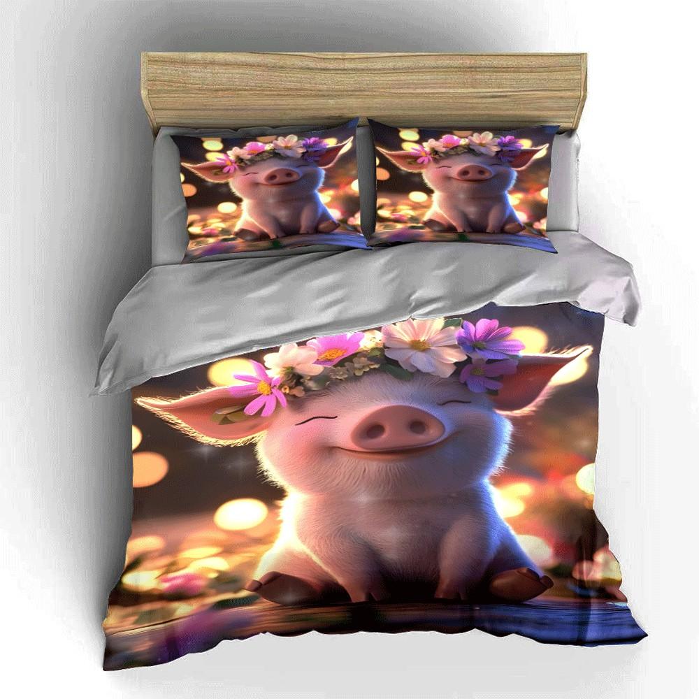 Bloemenkroon Varkentje Zalige Set Prachtig drievoudig beddengoed set cadeau voor kinderen en volwassenen EU Double 200X200cm&set