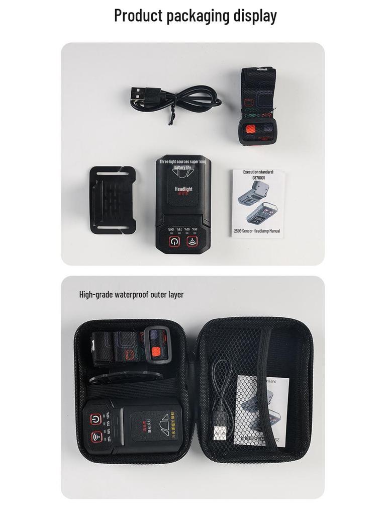 Yellow Light Induction Headlamp: Long Battery Life, Lithium Battery, Clip-On, Red Light Option for Night Fishing