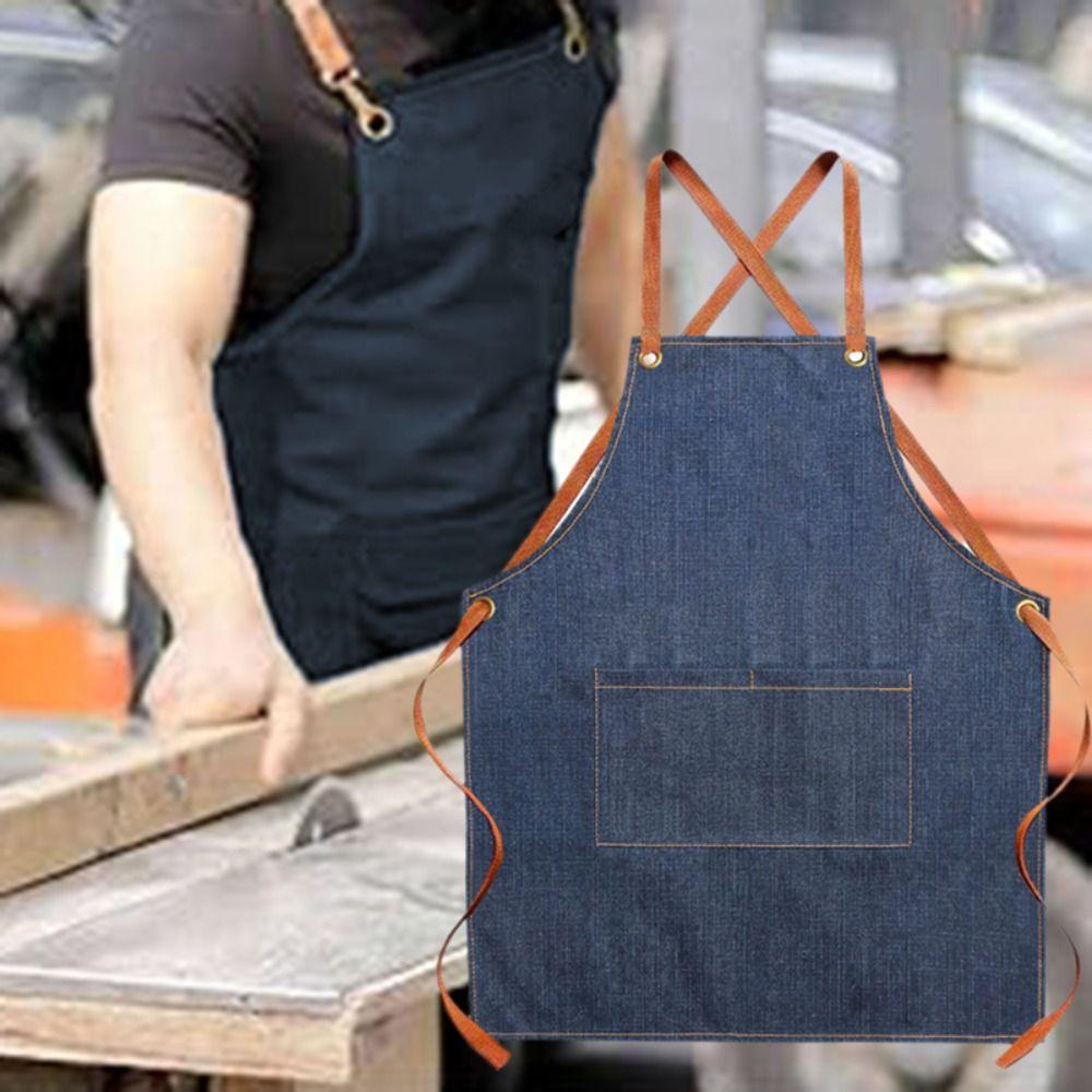 with Pocket Kitchen Chef Apron Wear-resistant Painting Apron Studio Work Clothes Bartenders