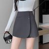 Women's Spring Black Suit Pleated Skirt High Waisted A Line Casual Design forward Slimming All Match Versatile Skirt Trousers