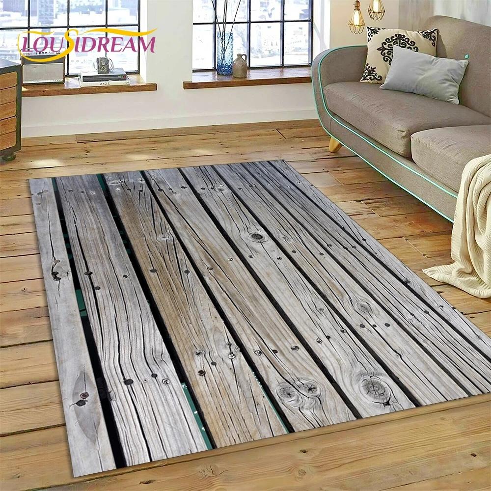 Color 3D Wood Grain Lines Carpet Rug for Bedroom Living Room Home Sofa Decoration,Children Game Large Decor Floor Mat Non-slip