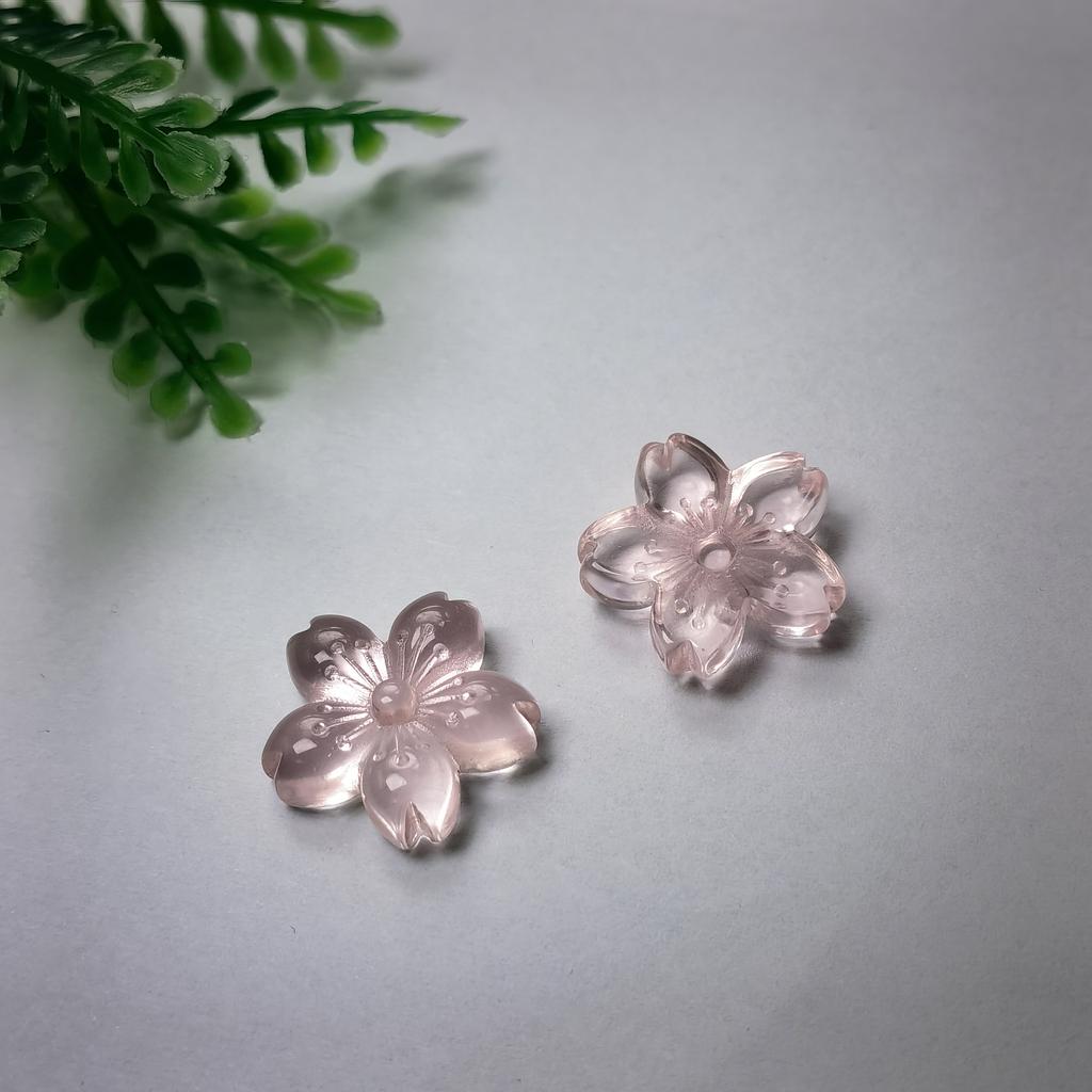 100Pcs Pink Cherry Blossom Cherry Resin Flat Back Cabochons for Hairpin Scrapbooking DIY Jewelry Craft Decoration Accessories