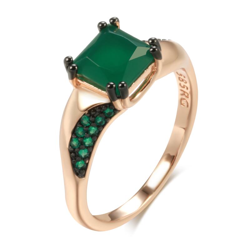 

Кольца Kinel Gun с черным покрытием и квадратным зеленым цирконом для женщин 10