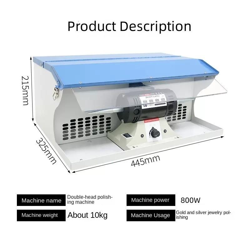 

800W Bench Grinder Jewelry Polisher Machine Polishing Grinding Device Power Tool with Dust Collector Dust-Catching Buffing Machine