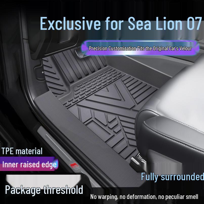 BYD Sea Lion EV 07 DMI Waterproof TPE Full Coverage Floor Mats with Door Sill Protection Single layer upgrade: Threshold TPE mats