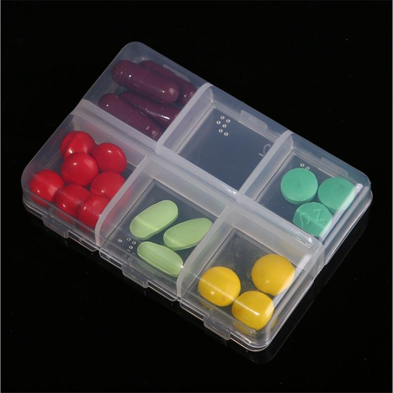 

Пустой ясно Брайля 6 клеток Таблетница медицина наркотиков хранения