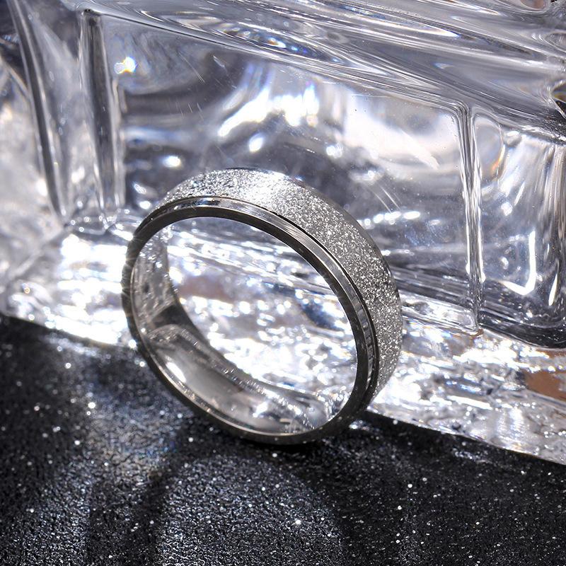 Starry 8mm Able Titanium Steel Frosted Rings, Popular Simple Plain Band Couple Rings, Suitable for Both Men and Women
