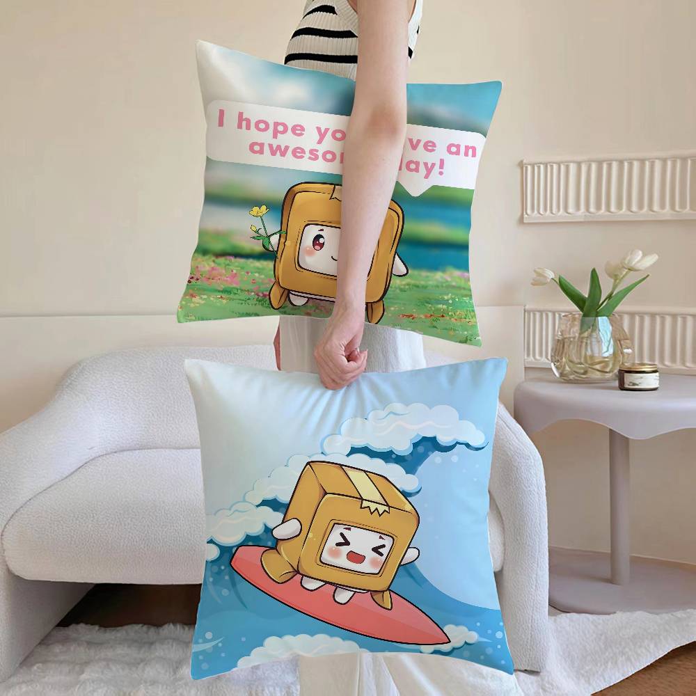 Niedlicher Cartoon-Kissenbezug von L-Lankyboxes-MT, bedruckt, aus gebürstetem Fleece, babyweich, hautfreundlich, umweltfreundlich, Sublimationsdruck