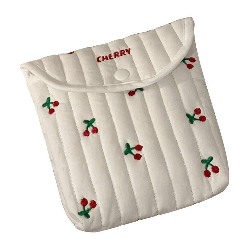 Cute Cartoon Embroidered Period Pad Bag - Portable Menstrual Cup & Sanitary Napkin Holder