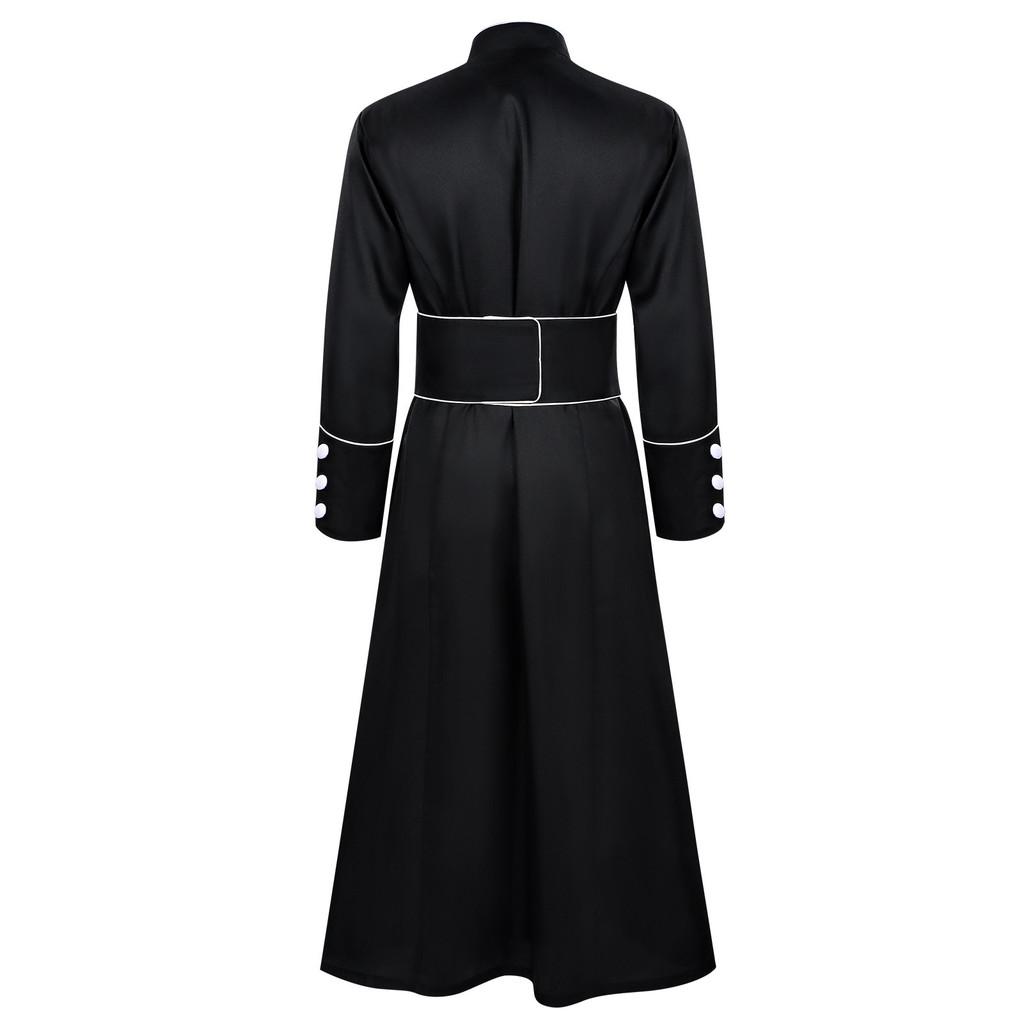 Medieval Mission Clergy Costume For Stage Performance With High Collar For Adults