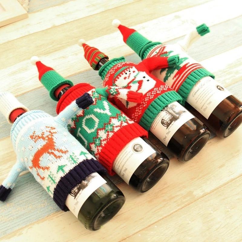 Tableware Holder Socks Xmas Decor Ornaments Christmas Wine Bottle Bags Decoration Home Furnishing Wine Set Decoration Supplies