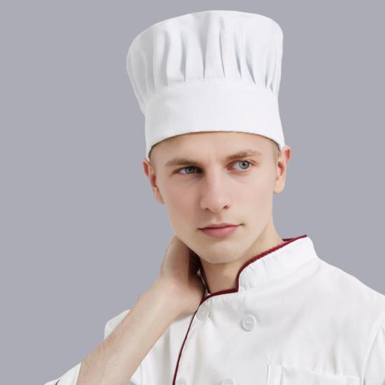 Yousheng Chef Hat Solid Color Flat Top Pleated Design Breathable Cotton Chef Hat Adjustable Fit Lightweight Cooking Cap