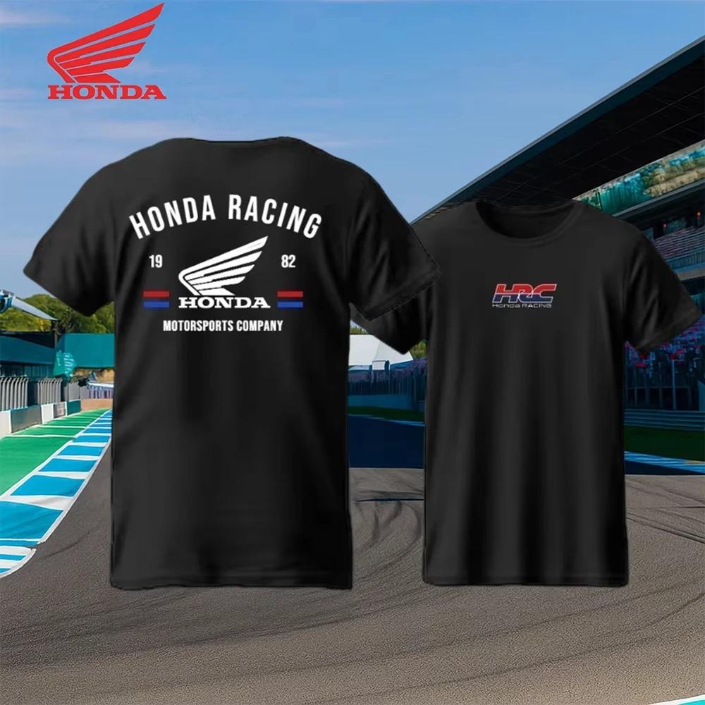 Oversized Short-Sleeve T-Shirt Featuring the Honda Wing Emblem and "HRC Honda Racing" Badge on the Front