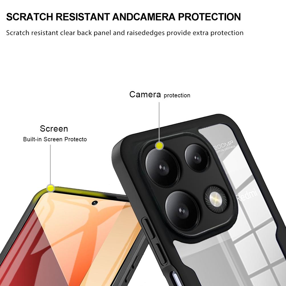

360 Full Shockproof Clear Case For Xiaomi Redmi Note 13 Pro 4G 5G Note 13 Pro Plus 5G Redmi A3 Screen Full Protection Cover Redmi NOTE13 5G чорний