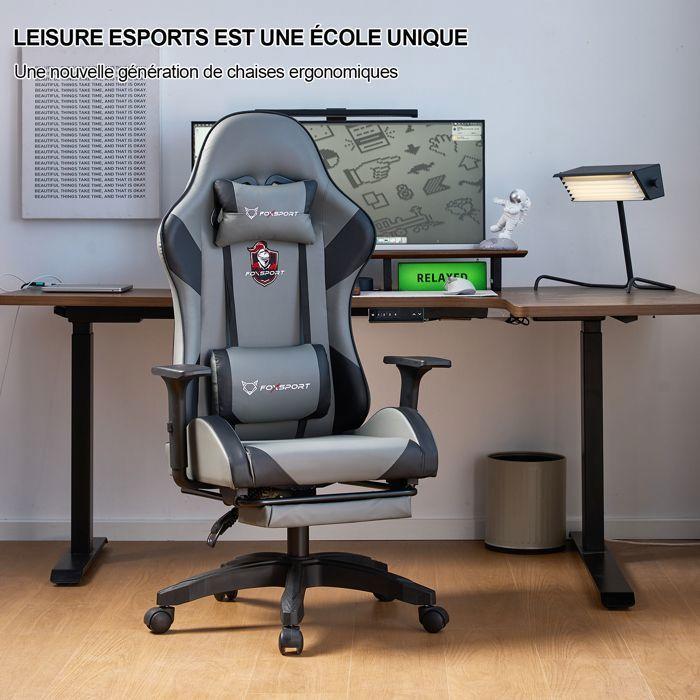 Chaise Gaming - FOXSPORT - Trône des ténèbres - Ergonomique - Repose-pieds rétractable - Accoudoirs 3D