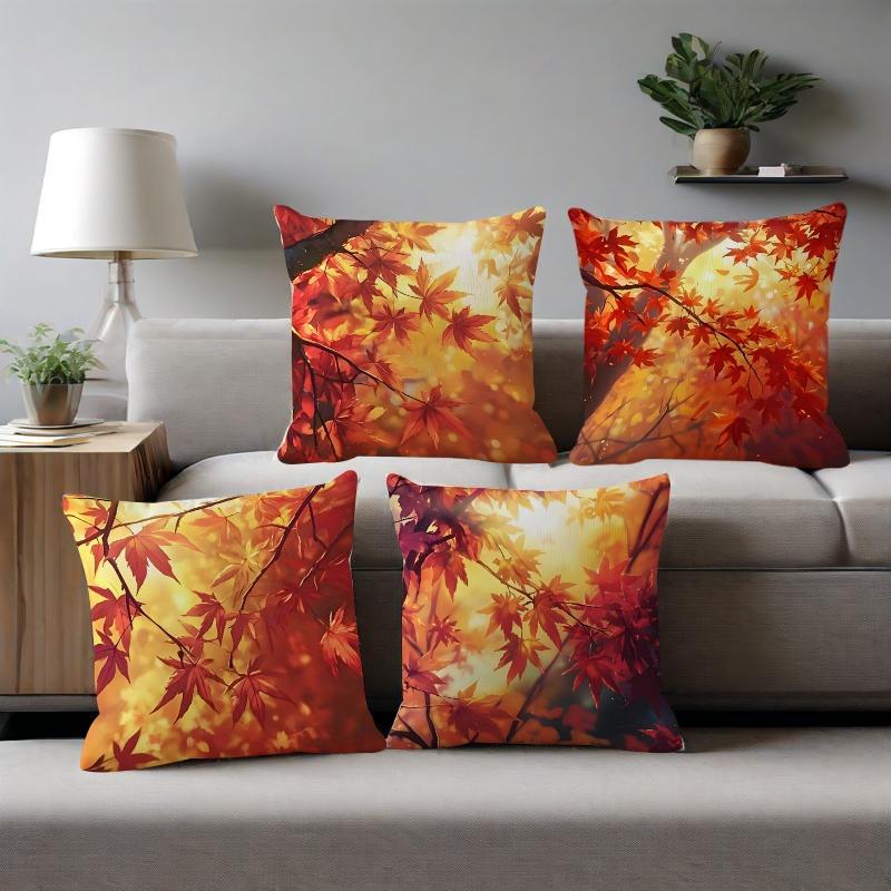 Warm Autumn Maple Leaf Pillowcases: Cozy Fall-Themed Home Decor Pillow Covers