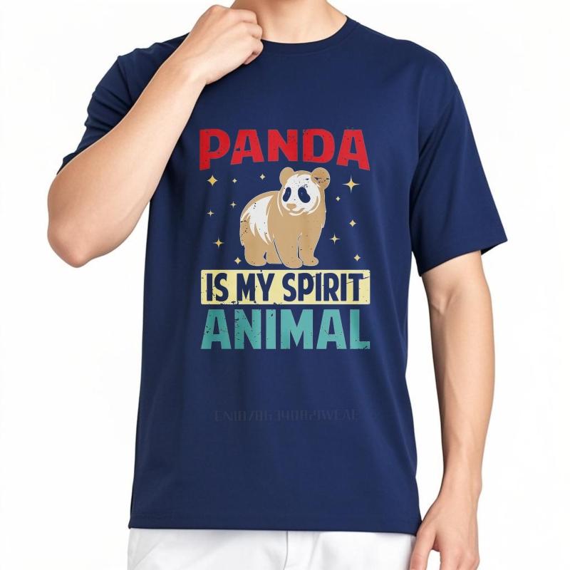 Men cotton tshirt Graphic summer Men t shirt Panda Is My Spirit Animal Short Sleeve Adult Oneck tops Brand t shirt for man